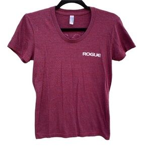 Rogue Lauren Fisher Purple Burgundy Heather Short Sleeve Workout Shirt Sz Medium